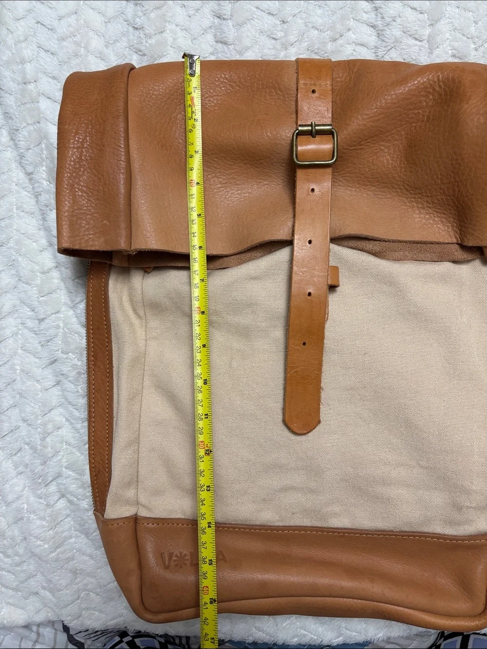 Canvas & Leather Two-Tone Tan Backpack